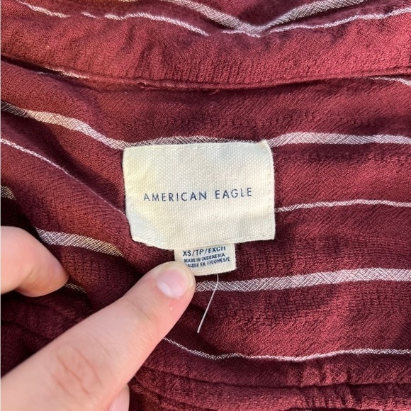 American Eagle Striped Button Down with Tie Front​​ - Picture 3 of 5